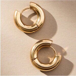 New! Anthropologie Gold Thick Puffy Huggie Earrings NWOT